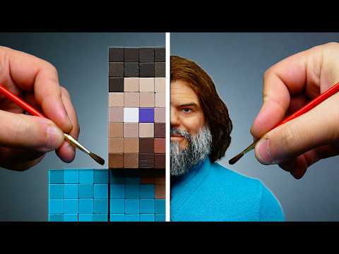 Minecraft Steve Sculpture Timelapse  - Game vs. Movie