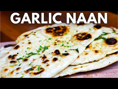 Easy Homemade Garlic Naan - Indian Flatbread in Cast Iron Skillet