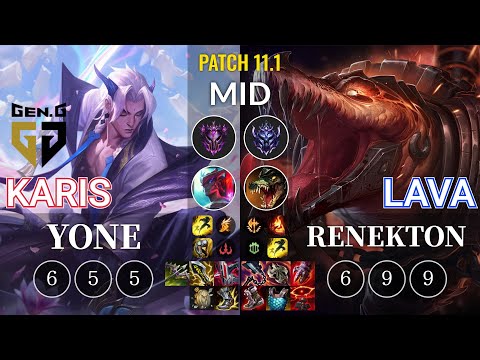 GEN Karis Yone vs Lava Renekton Mid - KR Patch 11.1