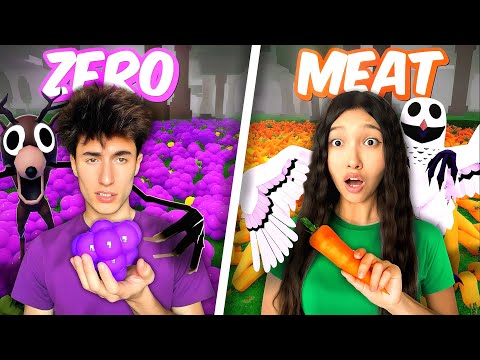 SURVIVING 99 NIGHTS ROBLOX But We CAN'T Eat MEAT [FT.@uwucutesingle ]