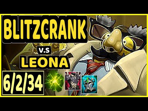 BLITZCRANK vs LEONA - 6/2/34 KDA BOTTOM SUPPORT GAMEPLAY - BR Ranked MASTER