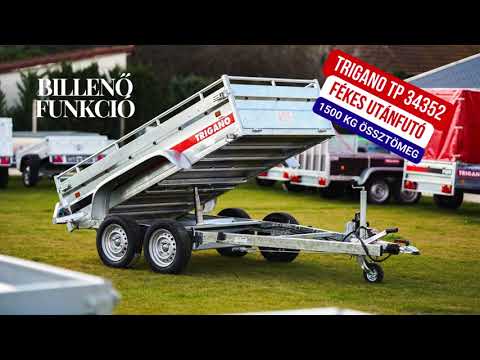 Új fékes Trigano (1500kg) billenő platós,  kézipumpás utánfutó CSAK 1.465.000 Ft