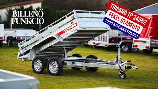 Új fékes Trigano (1500kg) billenő platós,  kézipumpás utánfutó CSAK 1.465.000 Ft