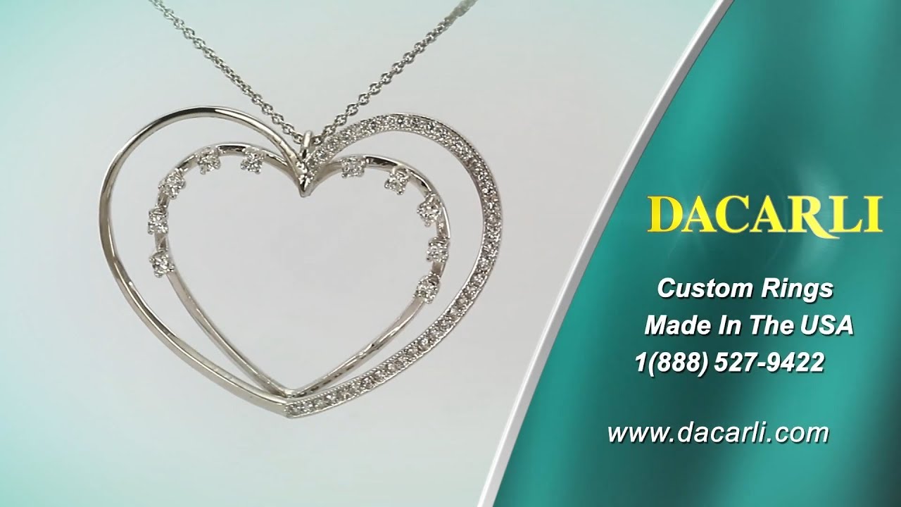 Double Heart Diamond Pendant In 14Kt White Gold