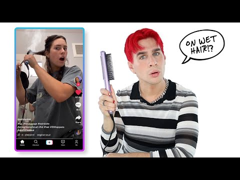 Pro Hairdresser Tries The Viral Tiktok Wet To Dry Flat...