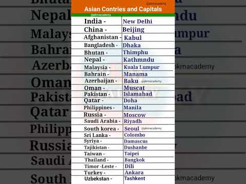 Asian Countries and Their Capitals