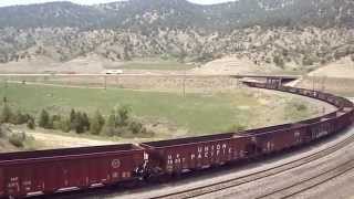 preview picture of video 'Railfanning Gilluly Loops near Soldier Summit - UP coal train 6-19-2010'