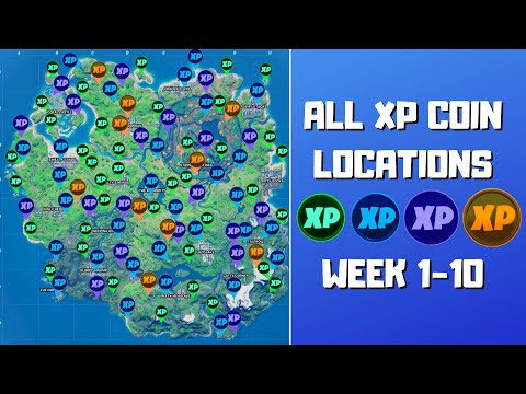 All 100 XP Coins Locations in Fortnite Season 4 Chapter 2 (Green, Blue, Purple, and Gold)! Week 1-10