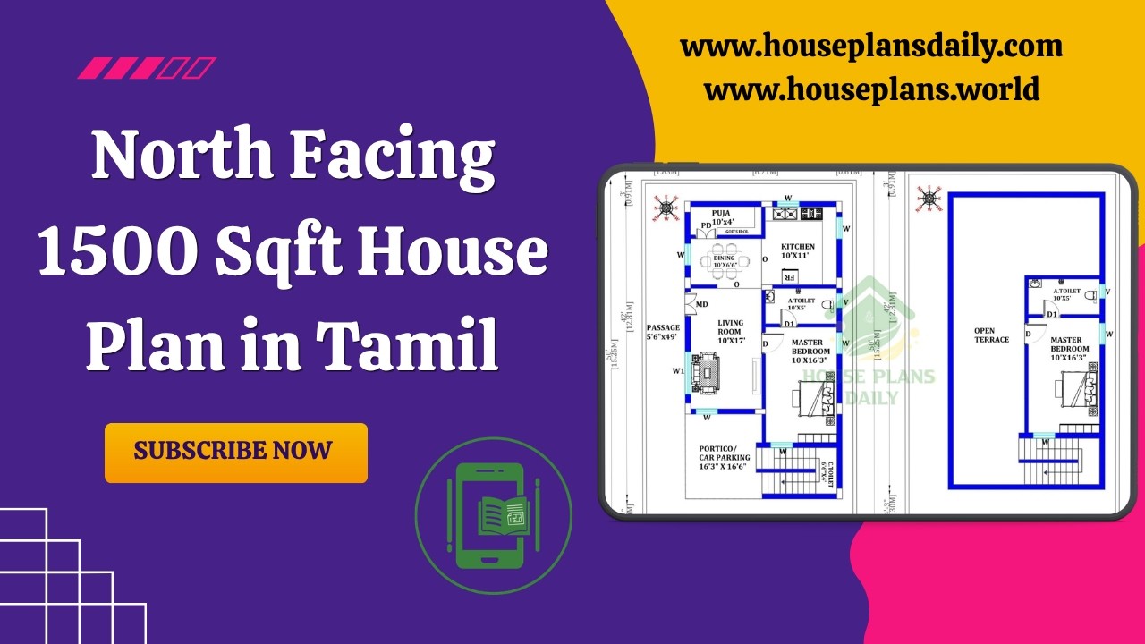 North Facing 1500 Sqft House Plan in Tamil