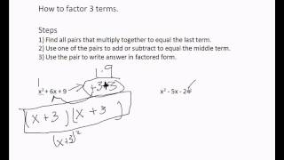 How to factor 3 terms when number in front of x^2 = 1
