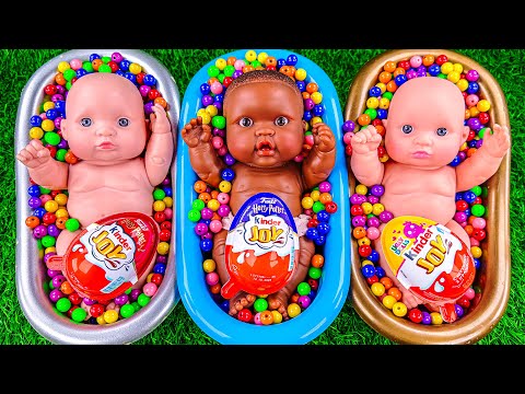 9 Minutes Satisfying - Magic BathTubs & Mixing Candy ASMR with Kinder Joy, Slime, Playdoh Big Video