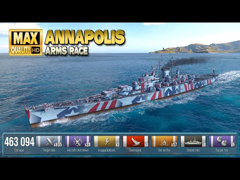 Cruiser Annapolis: +460000 damage game - World of Warships