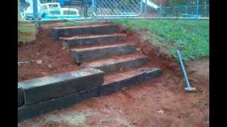 How to build steps out of railroad tie