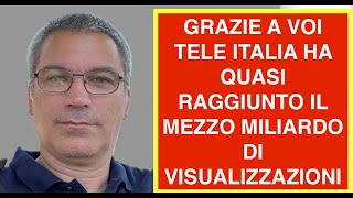 GRAZIE A VOI TELE ITALIA HA QUASI RAGGIUNTO IL MEZZO MILIARDO DI VISUALIZZAZIONI