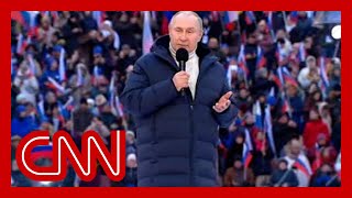 Hear what Putin told large crowd amid invasion video