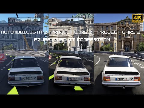 Automobilista 2 vs Project CARS 2 vs Project CARS 3 Azure Circuit Comparison (4K 60FPS)