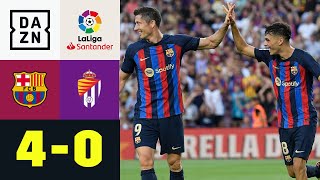 Lewy &amp; Pedri knipsen! Barca-Duo sorgt für 1. Heimsieg: FC Barcelona - Valladolid 4:0 | LaLiga | DAZN