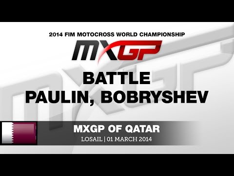 MXGP of Qatar 2014 Gautier Paulin on Evgeny Bobryshev - Motocross