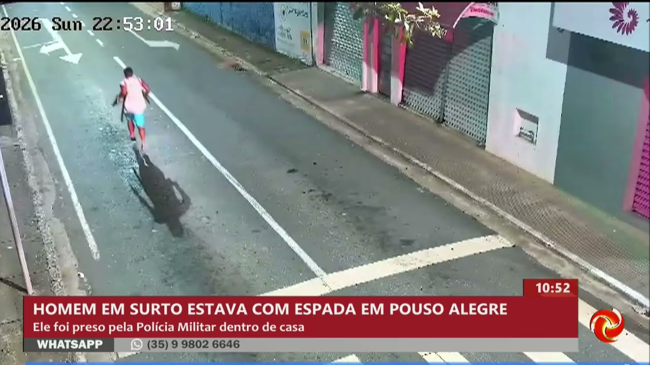 Homem armado com espada é preso após surto em Pouso Alegre
