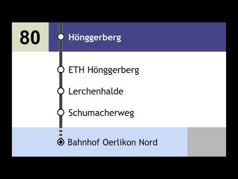 VBZ Ansagen - 80 - Zürich, Triemlispital – Altstetten – ETH Hönggerberg – Bhf. Oerlikon Nord
