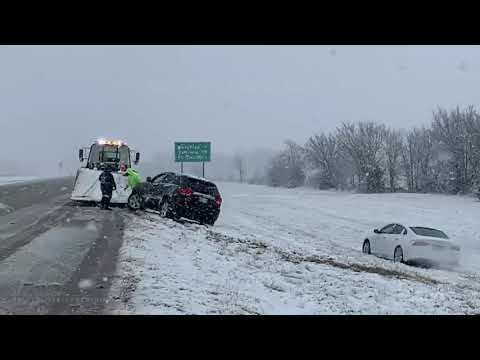 12-13-2020 Checotah OK California woman gets stuck in a Snow storm has never seen snow fall from the