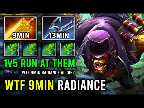 WTF 9Min Radiance & 13Min Harpoon 1v5 Just Run At Them EZ GG Alchemist Dota 2