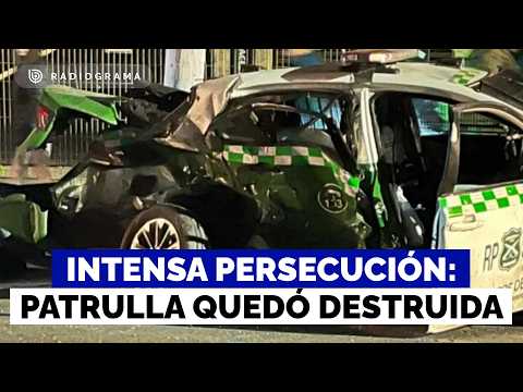 Dos carabineros lesionados deja persecución en La Florida: radiopatrulla quedó destruida