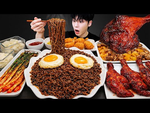 ASMR MUKBANG 자메이카 통다리 양념 치킨먹방! 짜파게티 탕수육 & 레시피 FRIED CHICKEN BLACK BEAN NOODLES EATING SOUND!