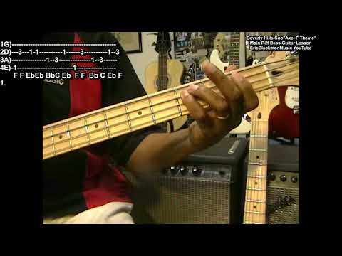 AXEL F THEME (Beverly Hills Cop) Main Riff Bass Guitar Lesson  🎸 @EricBlackmonGuitar