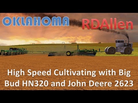 High Speed Cultivating with Big Bud HN320 and John Deere 2623 - Farming Simulator 15 Oklahoma
