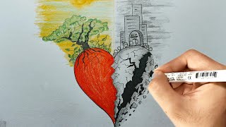 How To Draw A Broken and Whole Heart 💔❤️ | Heart Drawing Tutorial | Easy Drawing For Beginners