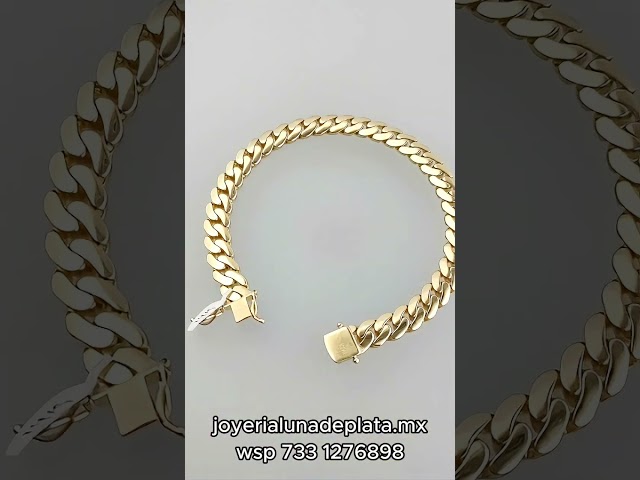 Vídeo relacionado con PROSTEEL Pulsera Oro para Hombre Mujer 23cm Largo Cadena Cubana Brazalete Dorado Metal 8mm Ancho