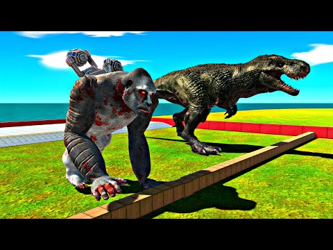 Animals vs Dinosaurs Race Through Blocks with Jet Engines - Animal Revolt Battle Simulator #gamers