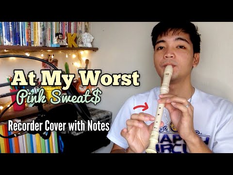 (Easy) AT MY WORST (Pink Sweats) Flute Recorder Cover with Recorder Letter Notes | Flute Notes