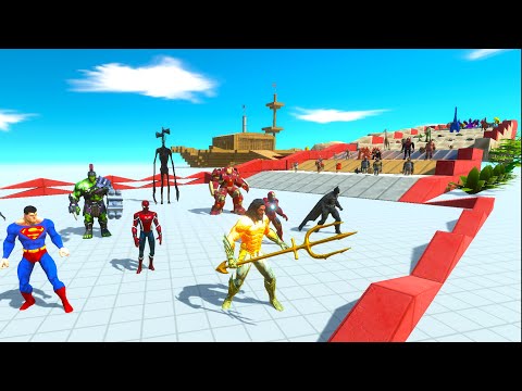 SPIDERMAN + HULK + SUPERMAN vs ALL DINOSAUR CLIMBING CHALLENGE - ARBS