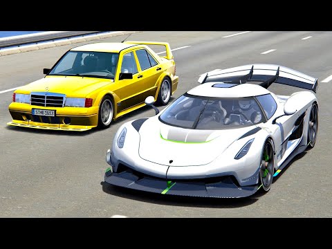 Koenigsegg Jesko vs Mercedes 190 EVO with Jet Engine - Drag Rac 20KM