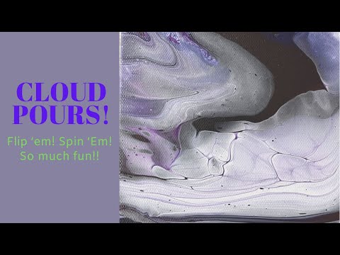 378. Cloud pours!  Spin 'Em!! Flip 'Em!!  / decoart satin enamel / art therapy