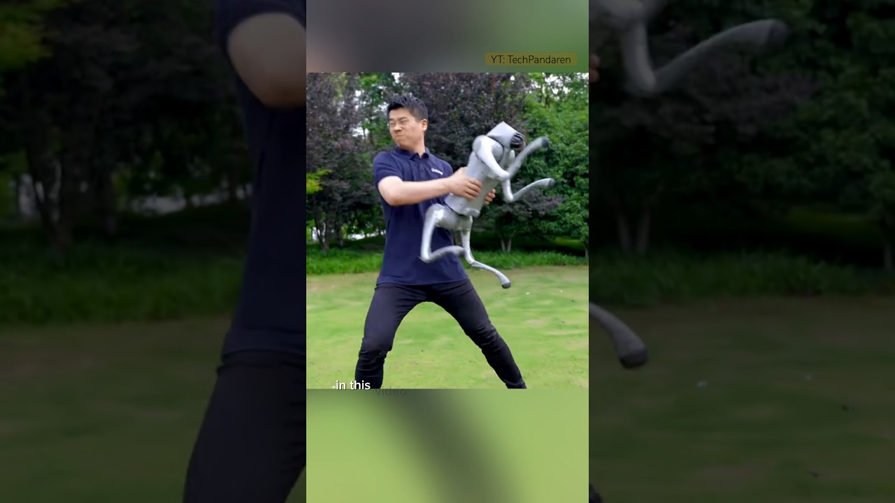 Robot dog keeps its balance in extreme training. #unitree #robots #robotdog #china #chinatechnology