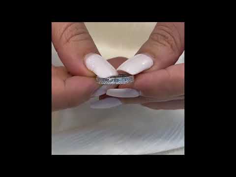 Round and Baguette Diamond Two Row Eternity Band