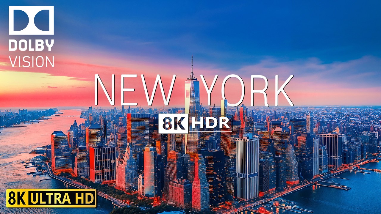NEW YORK VIDEO 8K HDR 60fps DOLBY VISION WITH SOFT PIANO MUSIC