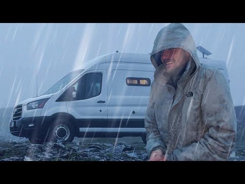 HEAVY RAINSTORM Camping in my VAN! | Alaska Van Living