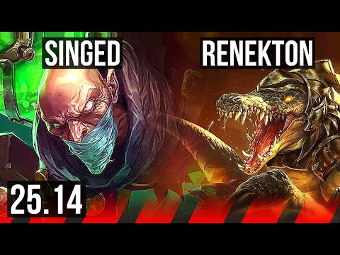 SINGED vs RENEKTON (TOP) | 67% winrate, 9/3/9 | EUW Master | 25.14