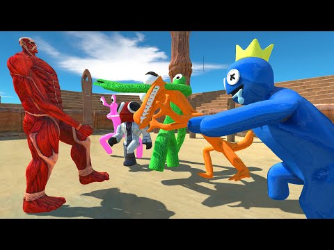 Unequal Battle Between Colossal Titan vs ALL Rainbow Friends - Animal Revolt Battle Simulator