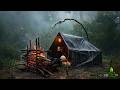 Bushcraft Camping With Chico ​​in Heavy Fog Caught In Heavy Rain