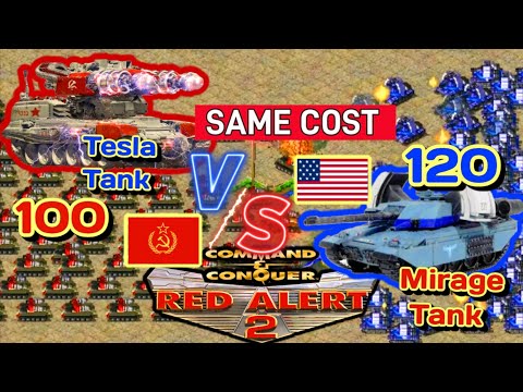 Tesla Tank [100] VS [120] Mirage Tank - Red Alert 2