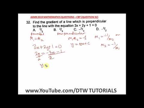 Gradient of a Line (JAMB Past Question 2019 Solved - Qst 32)