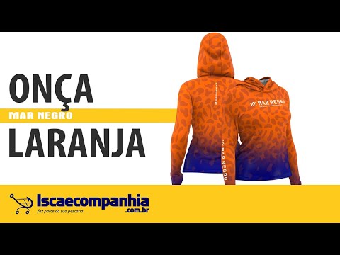 Vídeo Camiseta Feminina Mar Negro 49428 Sublimada Onça Laranja - Com Capuz e Luvinha