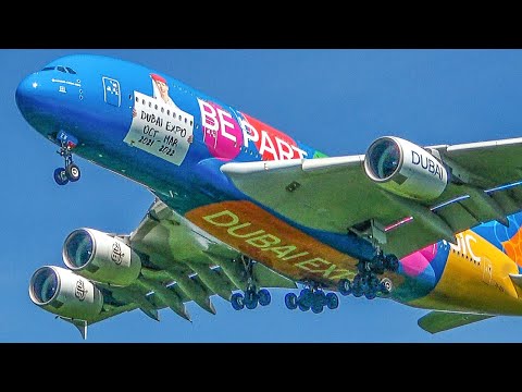 AIRBUS A380 LANDING + DEPARTURE in special colours - Best A380 livery (4K)