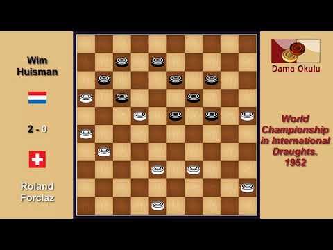 Roland Forclaz (SUI) - Wim Huisman (NLD). Draughts World Championship. 1952.