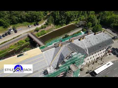 Aktueller Baufortschritt der Dachsanierung Goldener Löwe Freital - Schieferdecker Sachsen